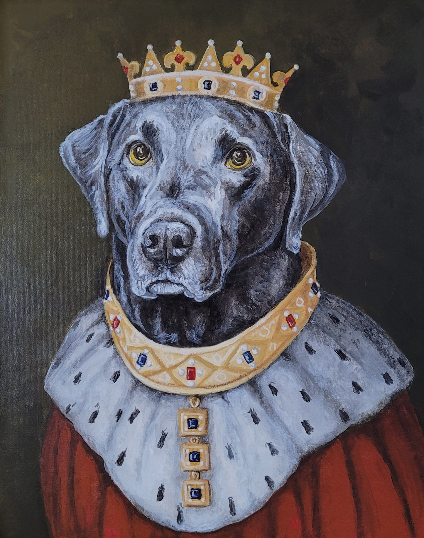 Fanciful Pet Portrait, hand painted acrylic