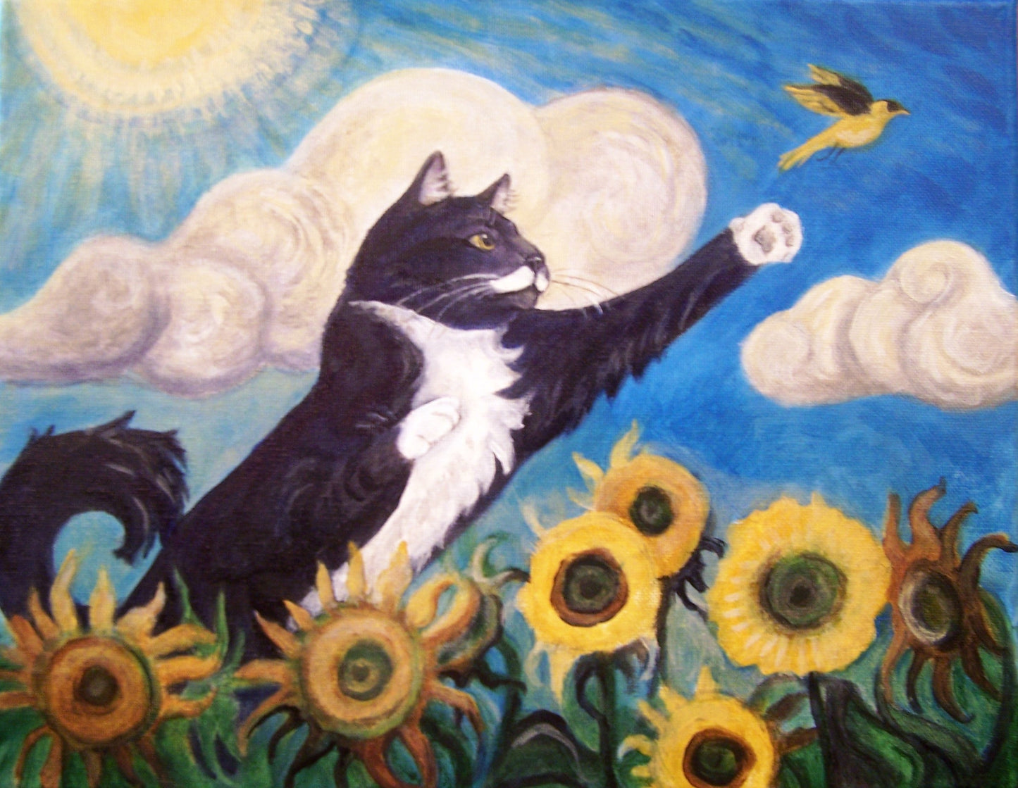 Fanciful Pet Portrait, hand painted acrylic