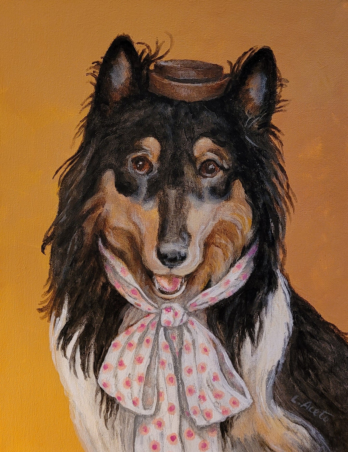 Fanciful Pet Portrait, hand painted acrylic