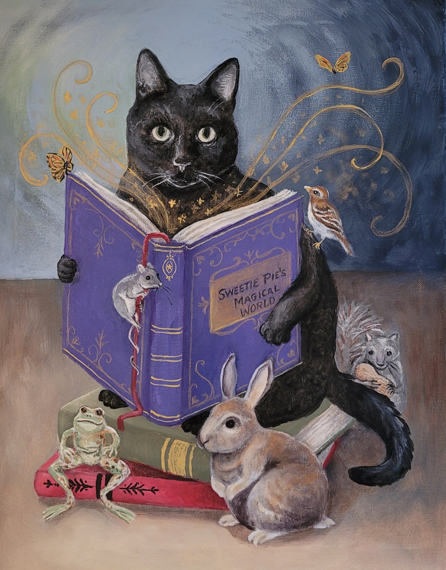 Fanciful Pet Portrait, hand painted acrylic