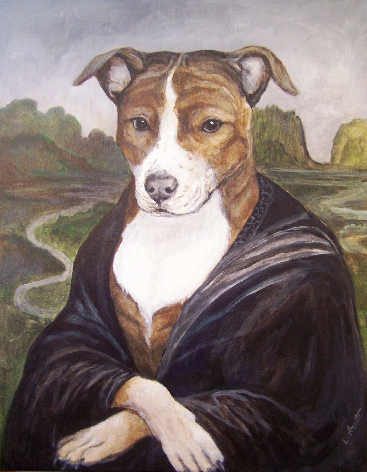 Fanciful Pet Portrait, hand painted acrylic