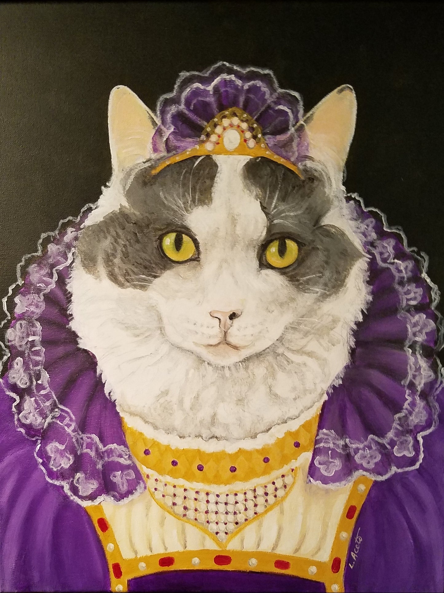 Fanciful Pet Portrait, hand painted acrylic
