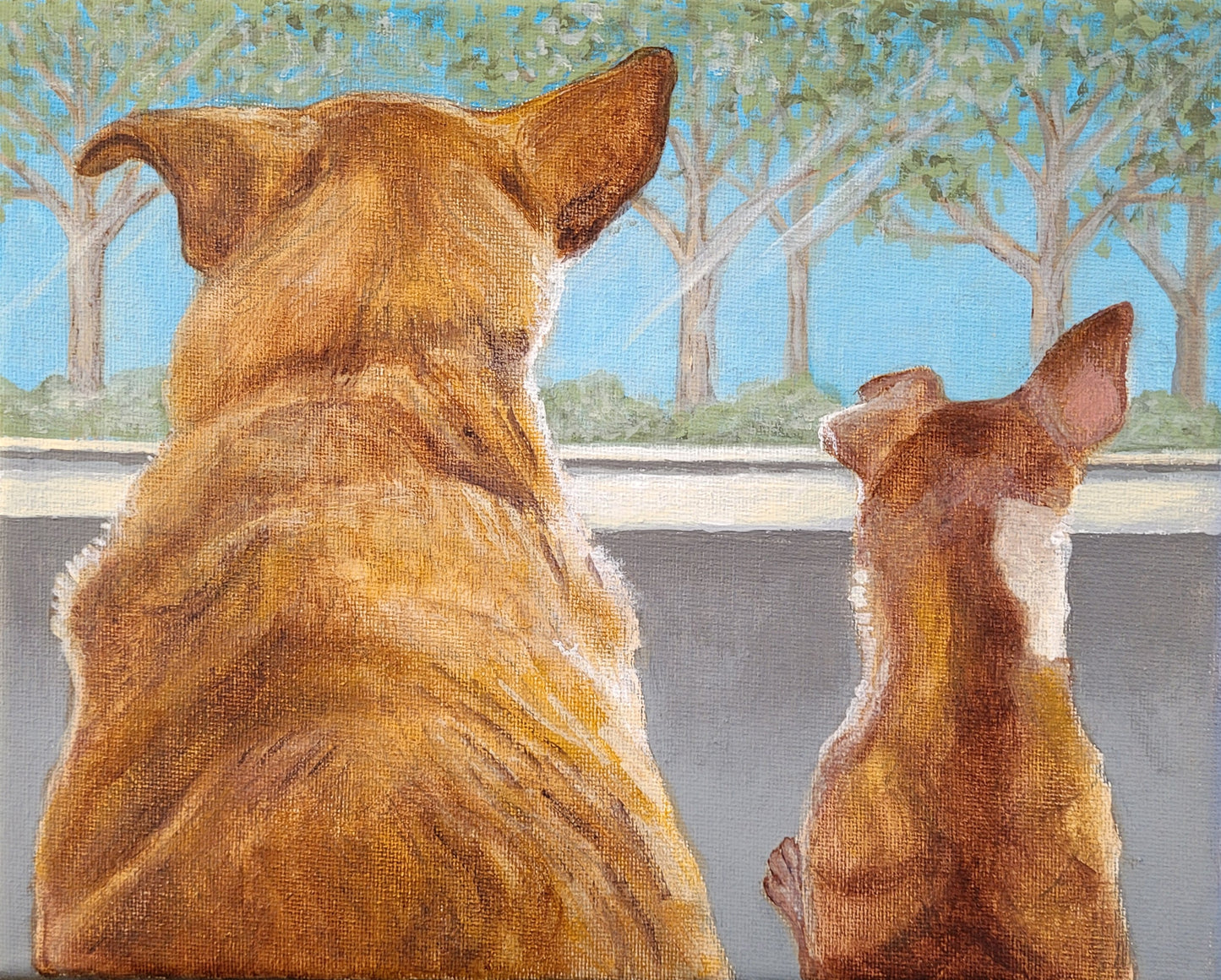 Two-Pet Portrait, hand painted acrylic