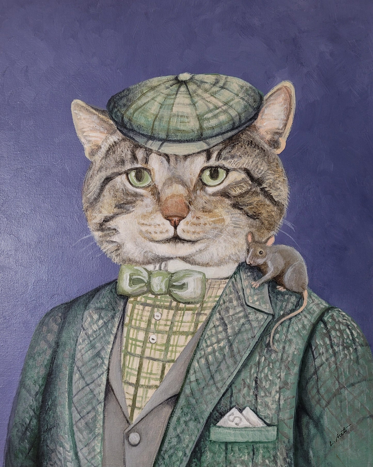 Fanciful Pet Portrait, hand painted acrylic