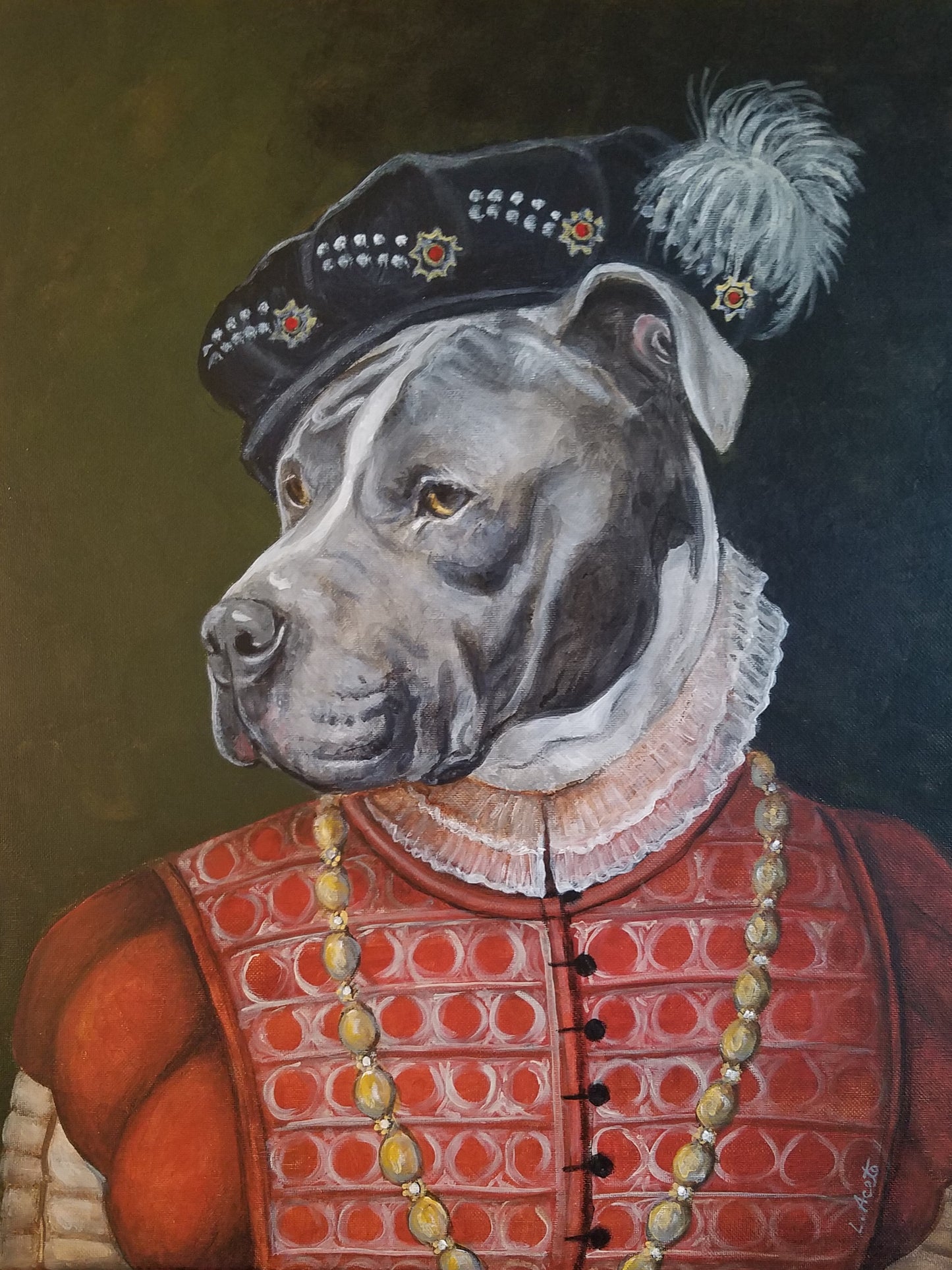 Fanciful Pet Portrait, hand painted acrylic