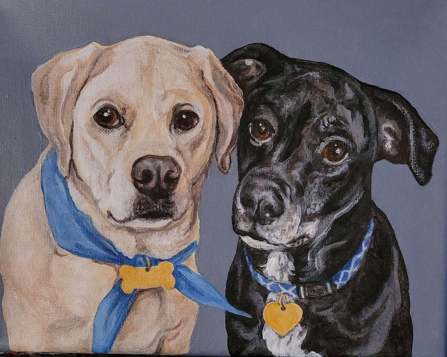 Two-Pet Portrait, hand painted acrylic
