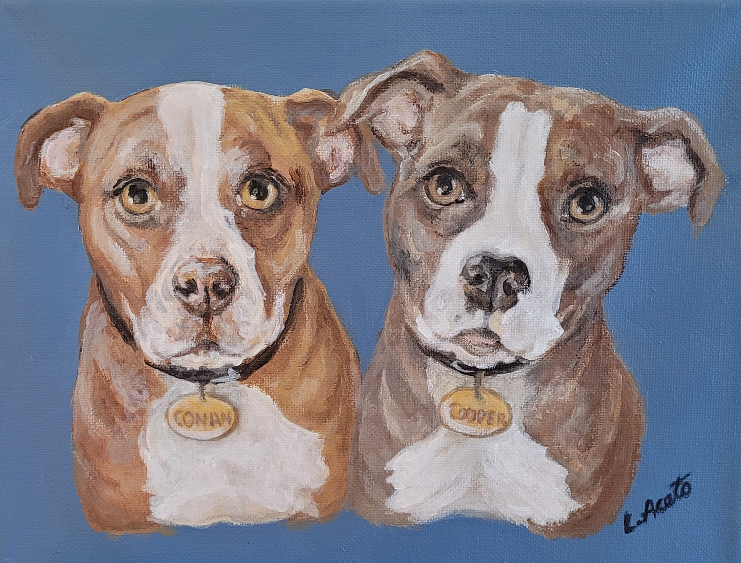 Two-Pet Portrait, hand painted acrylic