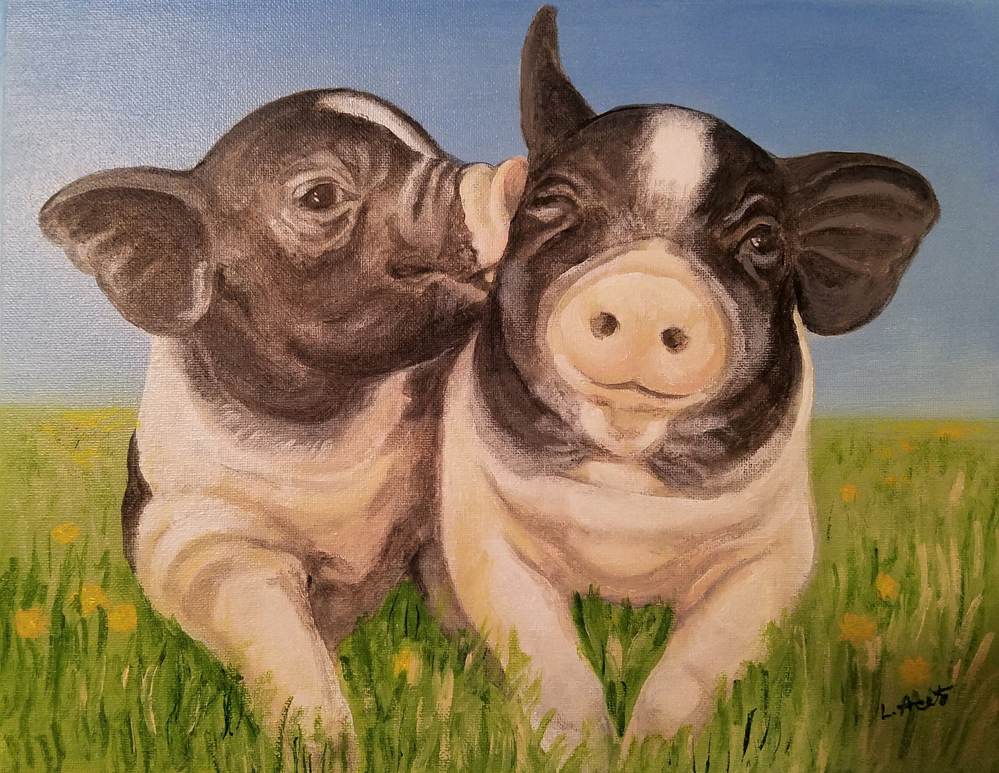 Two-Pet Portrait, hand painted acrylic