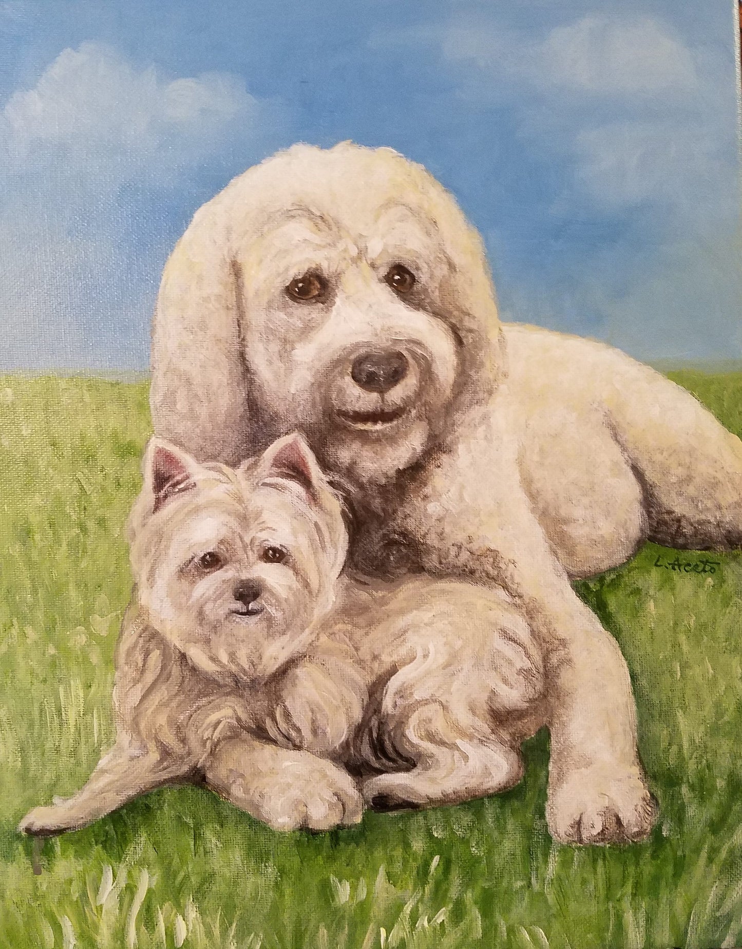 Two-Pet Portrait, hand painted acrylic