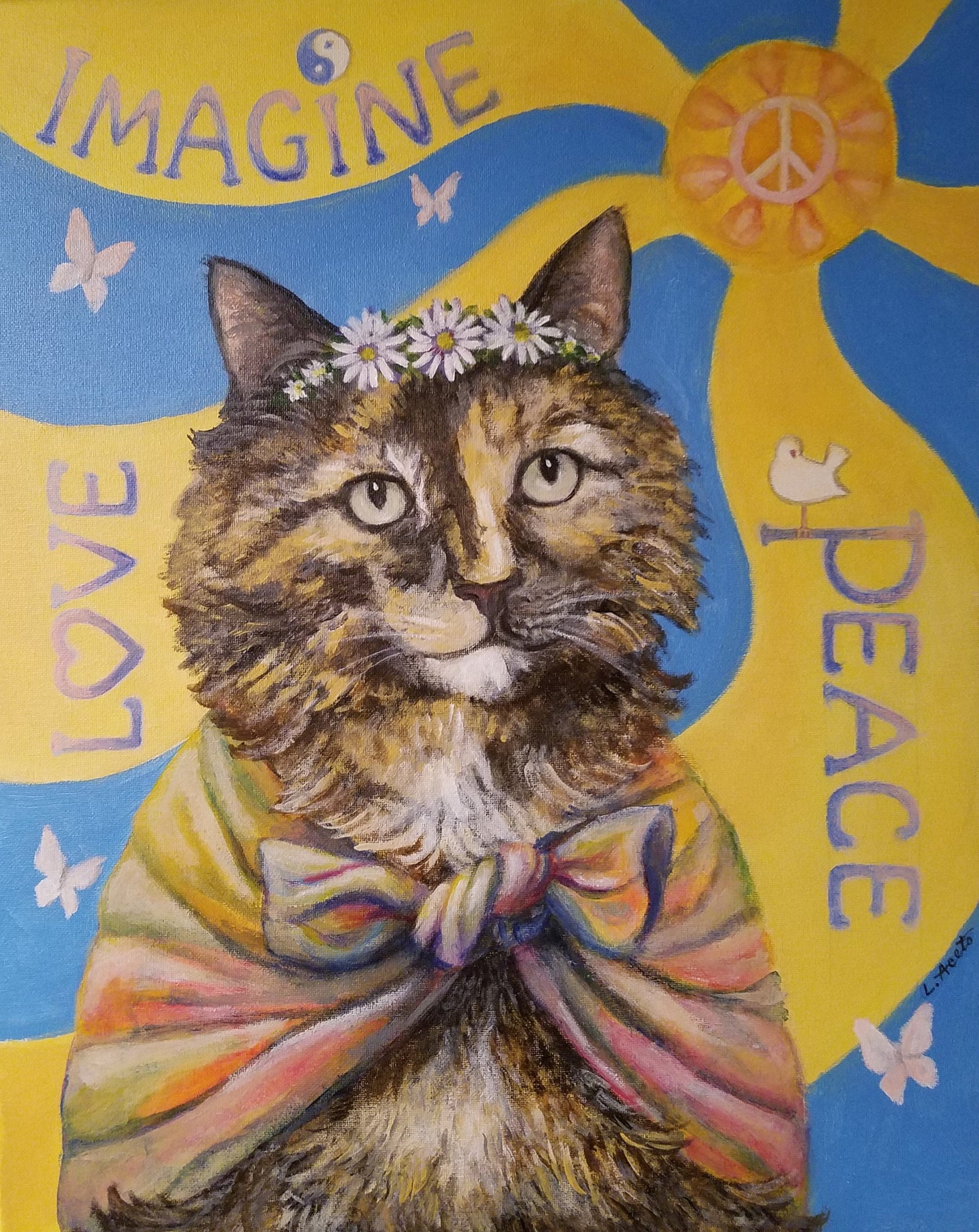 Fanciful Pet Portrait, hand painted acrylic