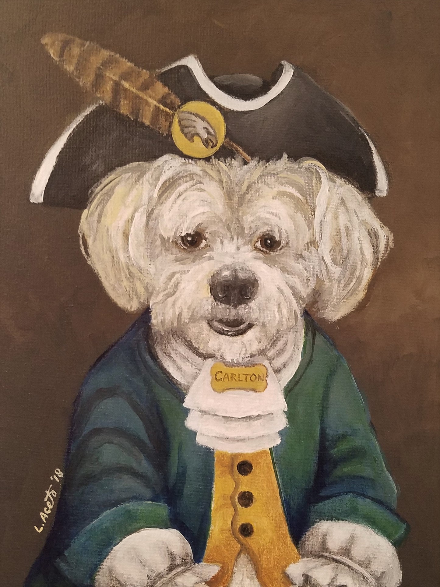 Fanciful Pet Portrait, hand painted acrylic