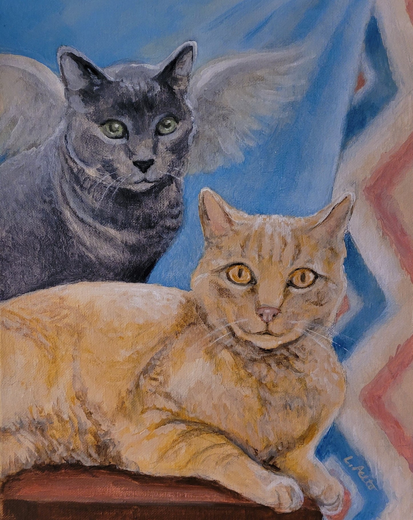 Two-Pet Portrait, hand painted acrylic