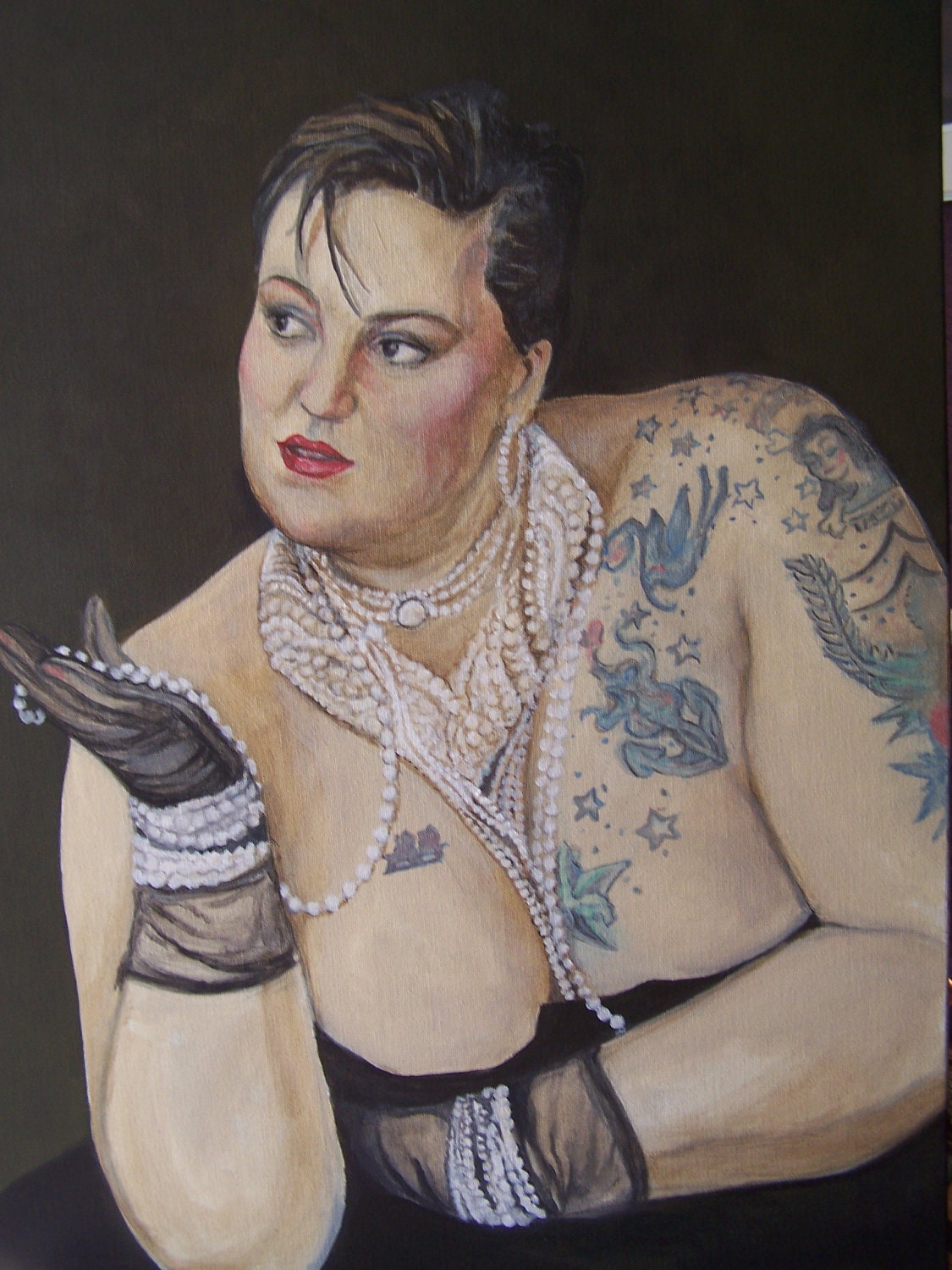 Portrait of 1 Person, hand painted acrylic