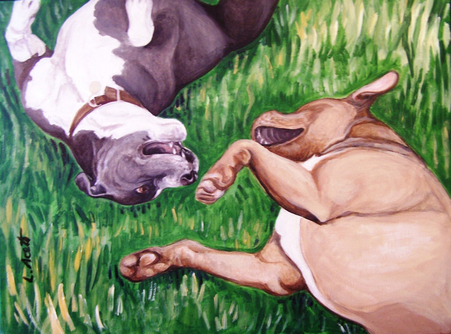 Two-Pet Portrait, hand painted acrylic