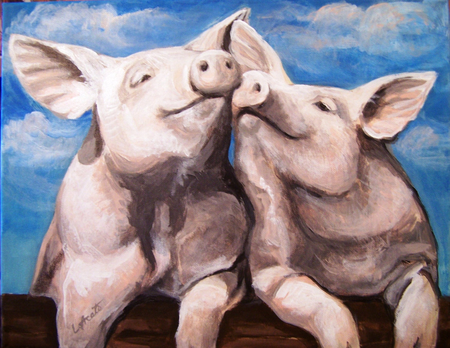 Two-Pet Portrait, hand painted acrylic