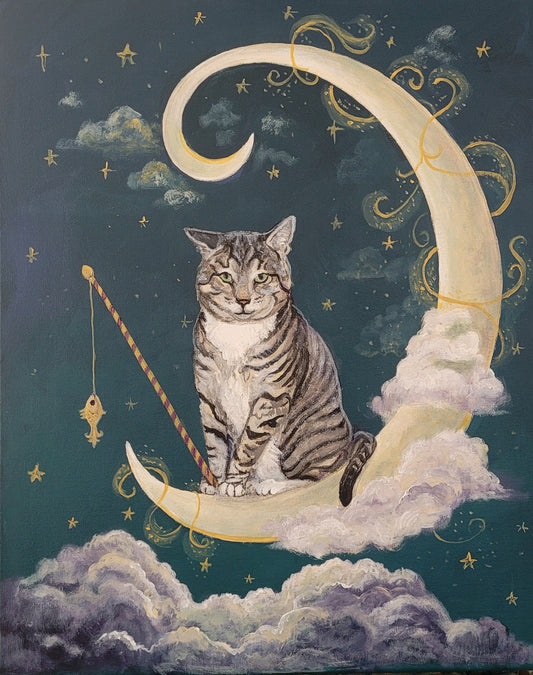 Fanciful Pet Portrait, hand painted acrylic