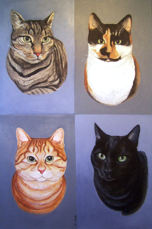 4-Panel Pet Portrait, 18x24 acrylic